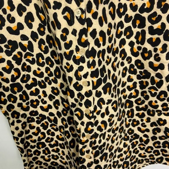 NEW Nordstrom Leopard Print Cotton Flannel Pajama Dress Nightshirt Size Medium - Picture 13 of 14